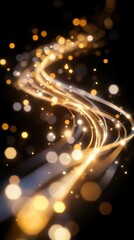 Glowing golden lights creating a mesmerizing wave pattern