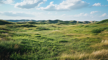 Obraz premium A barren wasteland being restarted with lush greenery growing rapidly across the landscape (3)