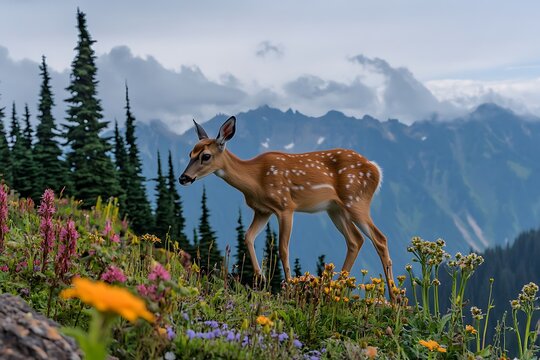 Fawn in a Mountain Meadow