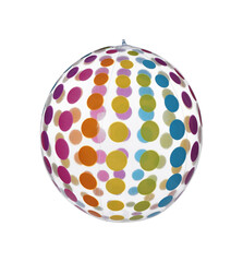 Colorful inflatable ball isolated on white. Beach accessory