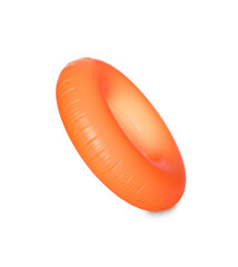Orange inflatable ring isolated on white. Beach accessory