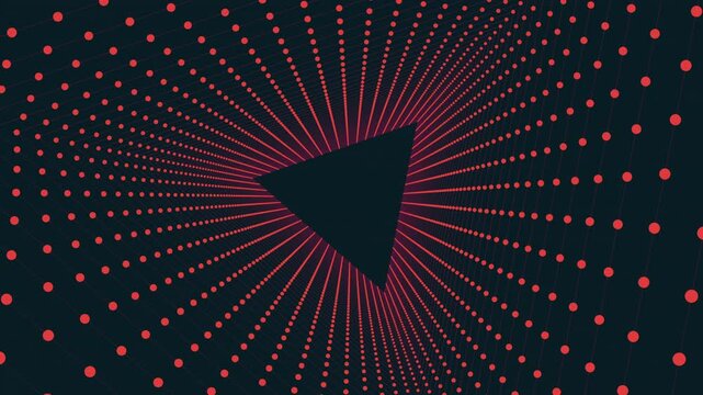 A black and red pattern featuring a central triangle formed by smaller red dots. The dark background adds depth to the design. Simple yet visually engaging