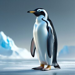 Fototapeta premium penguin on the snow rocks. penguin on the snow. penguin on a snow background. 