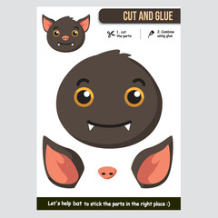 Adorable bat craft activity for kids with cutout and glue game