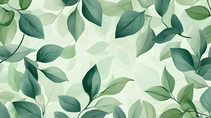 Intricate Pattern of Lush Green Leaves on Pastel Background