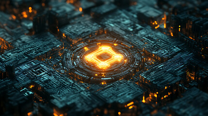 A glowing padlock icon in a futuristic digital interface, symbolizing secure connections