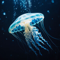 jelly fish in the blue water. jellyfish in the water. 