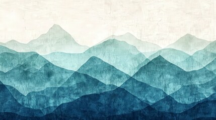 Serene Abstract Layers of Mountains in Cool Blue Tones and Textures