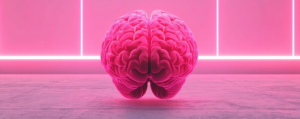 Futuristic brain visualization digital studio 3d model neon environment close-up neural concepts