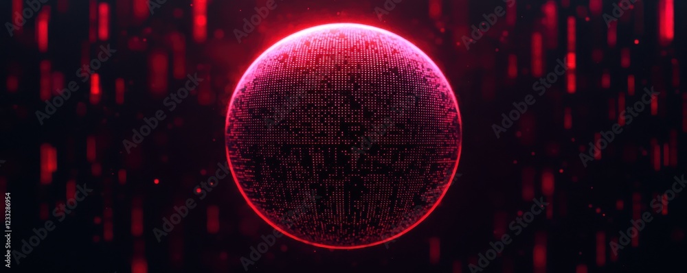 Poster dynamic visualization of digital sphere virtual space 3d animation futuristic environment abstract c