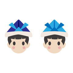 こどもの日　兜を被った子ども　ベクターイラスト