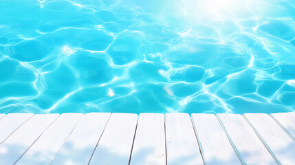 Obraz premium Bright blue swimming pool water glistens under sunlight