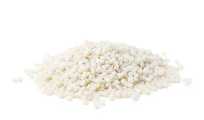Pile of plastic granules isolated on white