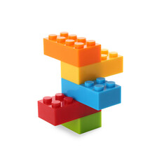 Construction toy. Figure made with building bricks isolated on white