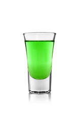 Absinthe in shot glass isolated on white