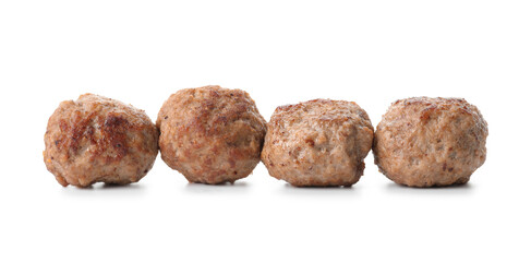 Group of tasty cooked meatballs isolated on white