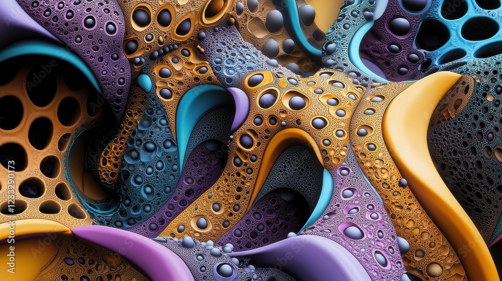 Poster A vibrant abstract art piece featuring intricate fractal patterns