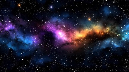 Naklejka premium Colorful Cosmic Nebula in Starry Night Sky Background