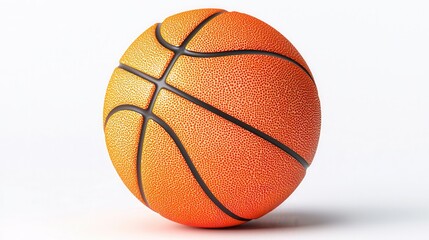 Fototapeta premium Bright Orange Basketball with Texture on White Background