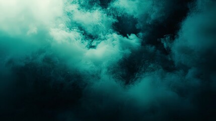 Ethereal Smoke Clouds in Shades of Teal and Dark Background