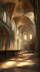 Obraz premium Sunlit Church Interior Grandeur