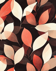 Elegant Floral Leaf Pattern with Subtle Geometric Star Accents on Dark Backdrop