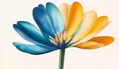 Obraz premium Vibrant Blue and Yellow Abstract Flower with Delicate Petals