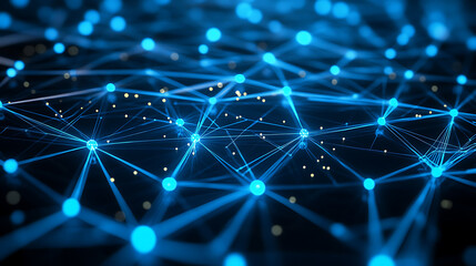 Obraz premium A shielded digital network interface glowing with vibrant blue energy, symbolizing cyber security (1)