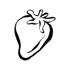 A Simple Line Drawing Of A Strawberry