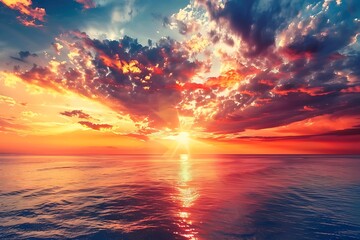 Sunset over the sea. Beautiful seascape. Nature composition