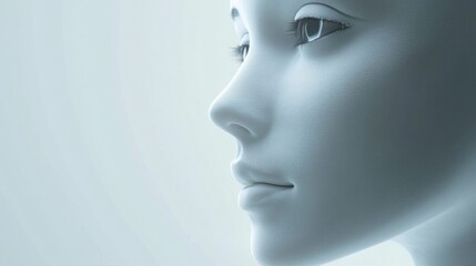 Elegant Profile of a White Conceptual Human Face with Soft Light
