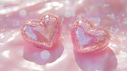 Obraz premium Romantic Hearts in Dreamy Glow
