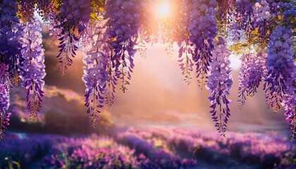 満開の藤の花が垂れ下がる幻想的な光景