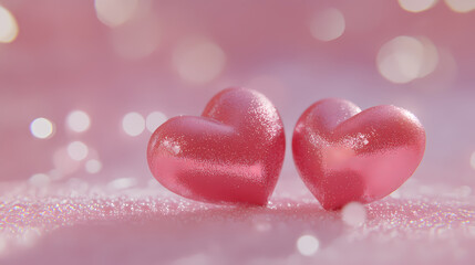Obraz premium Romantic Hearts in Dreamy Glow