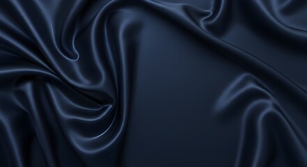 Fototapeta premium Satén de seda azul oscuro. Fondo de lujo azul marino. Fondo elegante. Suaves pliegues ondulados. Fondo de satén de seda azul marino con ondas elegantes