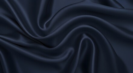 Fototapeta premium Satén de seda azul oscuro. Fondo de lujo azul marino. Fondo elegante. Suaves pliegues ondulados. Fondo de satén de seda azul marino con ondas elegantes