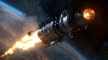 A spacecraft reset sequence in deep space, with thrusters glowing and a new course plotted (3)