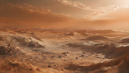 Fototapeta premium Alien Desert Landscape with Warm Hues Wallpaper Background