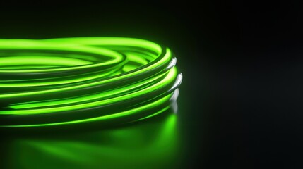 Glowing green neon wire coils on a dark background