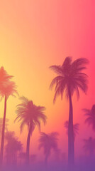 Obraz premium Swaying Palm Silhouettes Enveloped by a Fiery Sunset