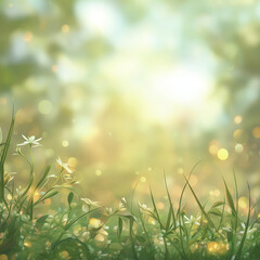 Nature's tranquility a serene field of blossoming flowers lush greenery soft light vibrant colors peaceful atmosphere