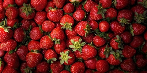 Fresh Ripe Red Strawberries Background Texture Healthy Eating and Summer Fruit Concept