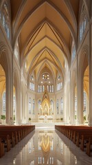 Obraz premium Grand cathedral interior, serene light