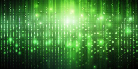 Naklejka premium Abstract background with green binary coding, representing programming and technology, technology, coding, binary, programming