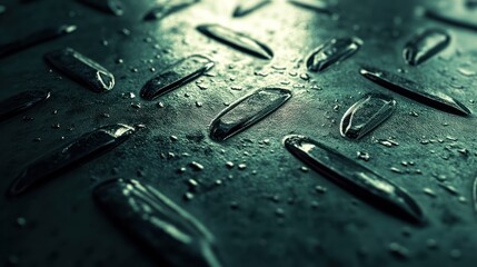 Wet Steel Plate Texture, Close-up, Industrial Background