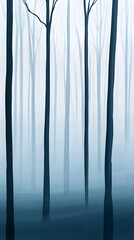 Fog Enveloping Tall Trees in a Serene Forest Scene for Wallpapers