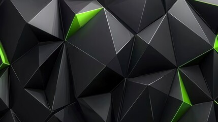 Fototapeta premium Black and Green Geometric Abstract Background with Triangular Shapes