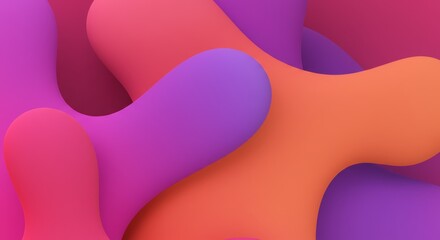 Abstract Fluid Forms: Vivid interplay of coral, purple, and magenta in an abstract digital illustration. Smooth, flowing shapes create a dynamic, energetic composition.