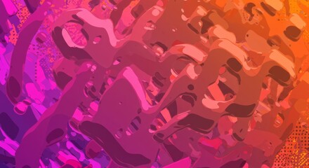 Abstract Motion in Pink and Orange: A vibrant, dynamic abstract artwork featuring swirling, interconnected shapes in shades of pink, orange, and purple.
