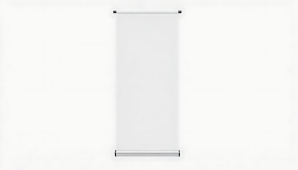 Blank White Roll-Up Banner Mockup on White Background